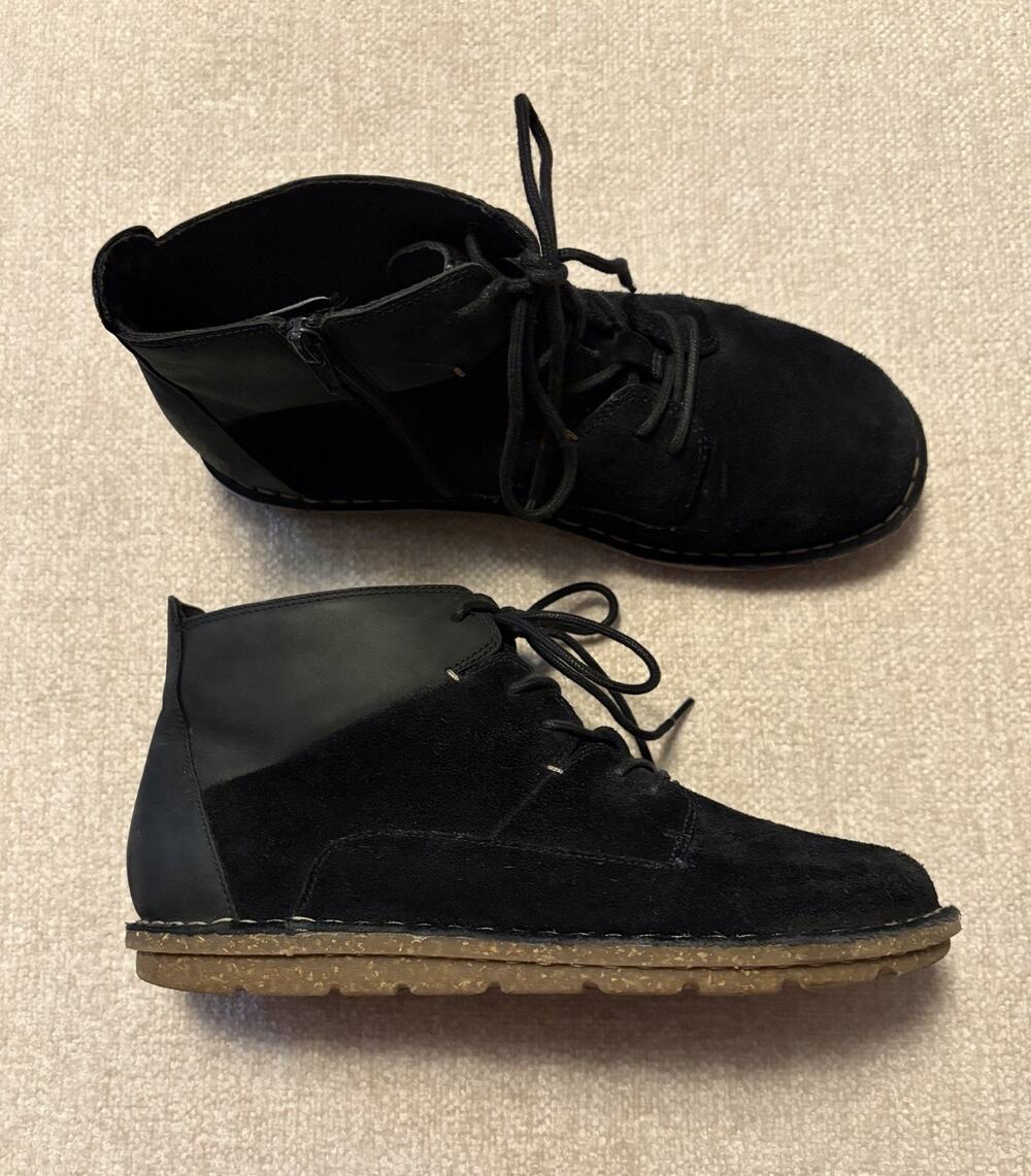 Clarks Tamitha Key Leather Suede Lace Up Ankle Boot Black Womens 7.5 Wide
